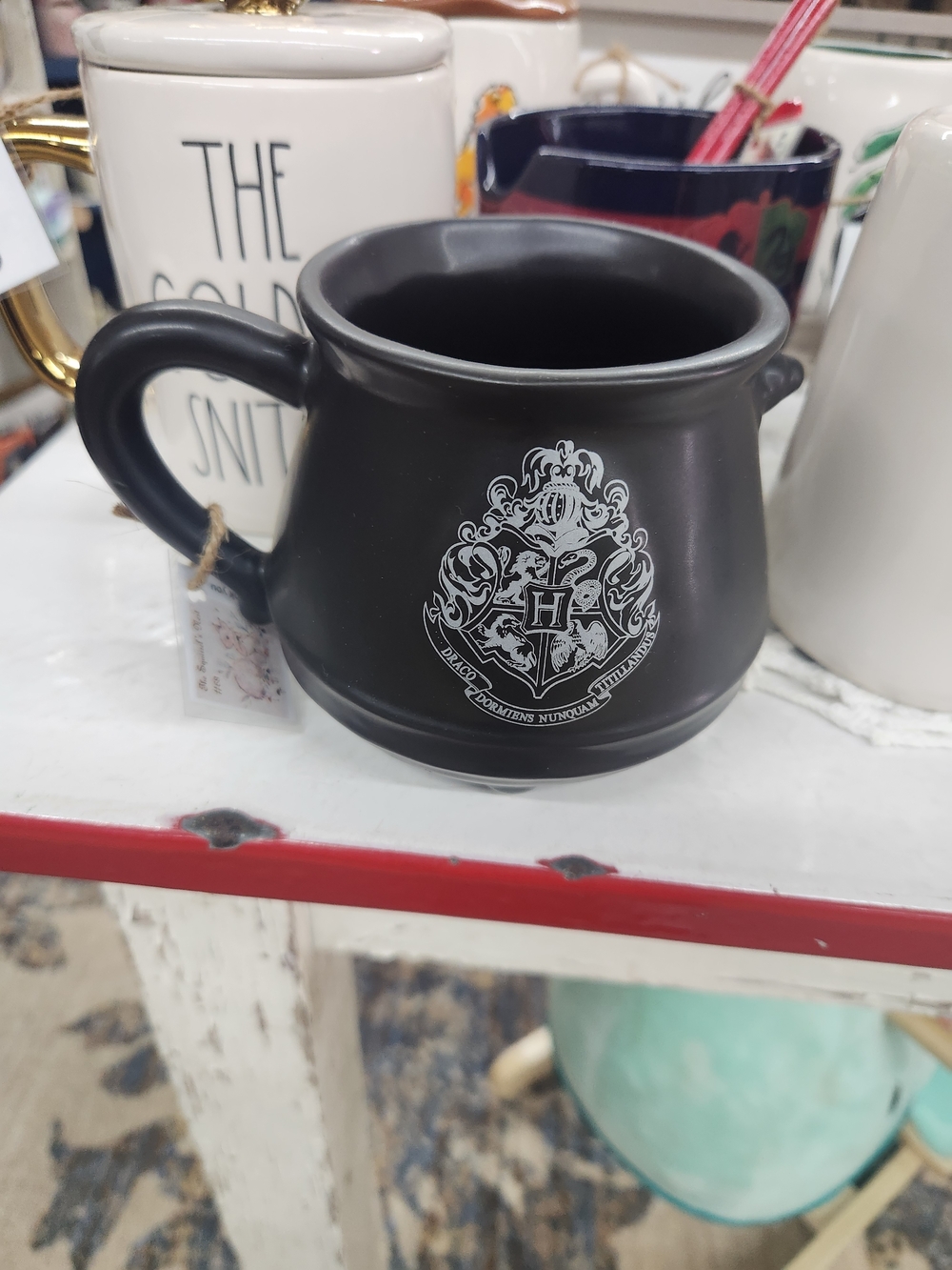 Black Hogwarts Cauldron Mug with Crest